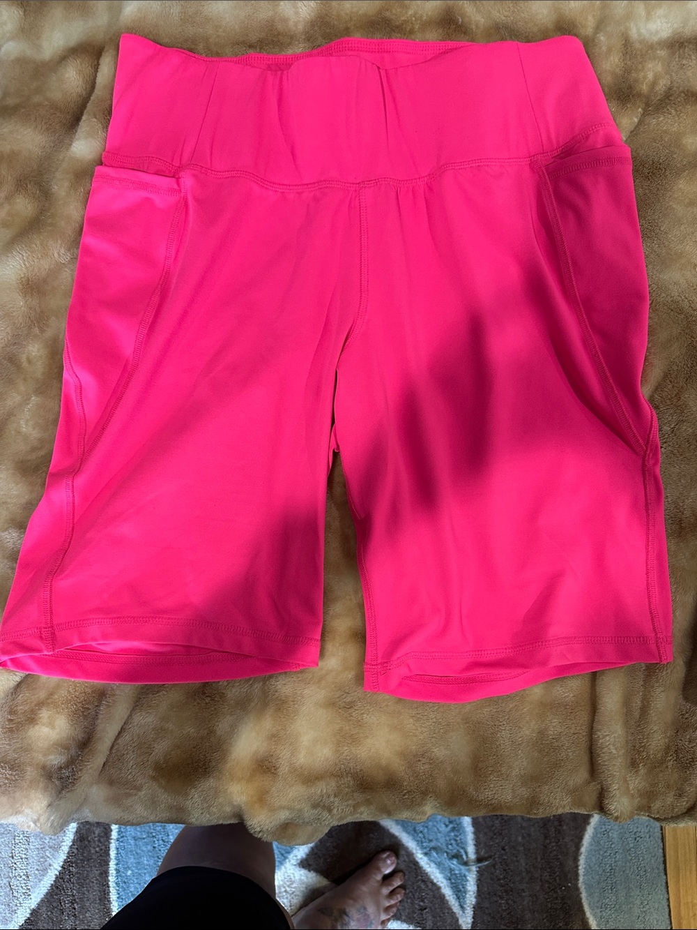 Livi Active Hot Pink High-Waist Bike Shorts with Pockets